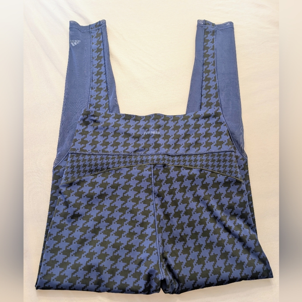 Adidas & IVY PARK Navy Houndstooth Mesh-Panel Leggings - Picture 4 of 7